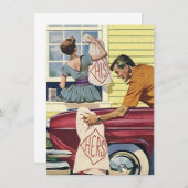 Lege uitnodiging kondigt zijn eigen Retrostijl aan (Voorkant / Achterkant)