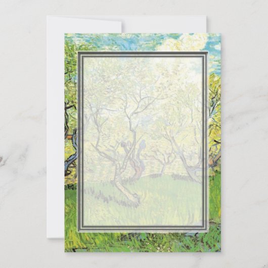 lege uitnodiging. Van Gogh Boomgaard in bloei Kaart (Voorkant)