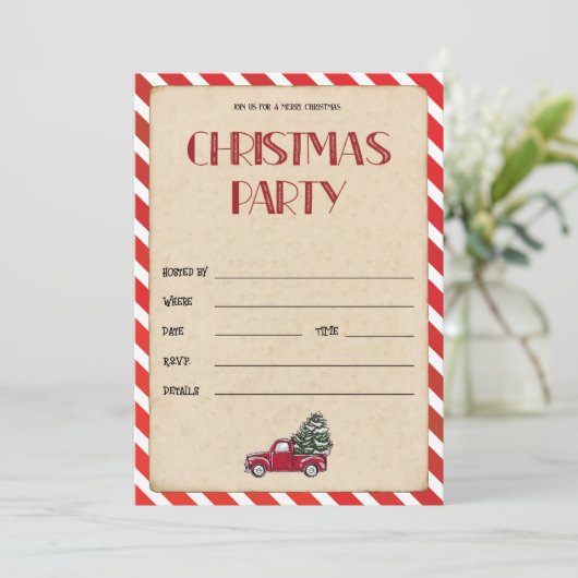 Lege uitnodiging voor kerstfeest (Staand voorkant)