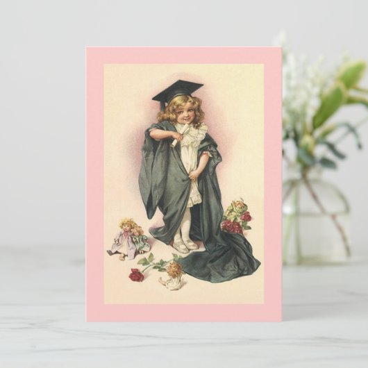 Lege uitnodigingen  Afstuderen Dolls & Rozen (Staand voorkant)