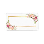Lege versie - Elegant Chic Gold White Pink Floral Etiket (Voorkant)