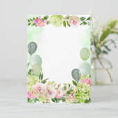 Lege Voeg je eigen groene Hydrangea Roze Bloemen t Kaart (Staand voorkant)