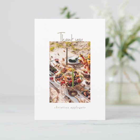 Lege Vrijgezellenfeest gouden tekst foto dank u Bedankkaart (Staand voorkant)