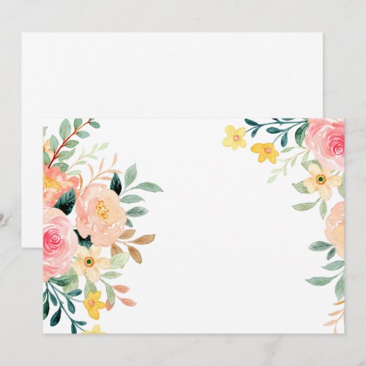 Lege Waterverf bloemen Uitnodigingen (Voorkant / Achterkant)