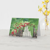 Lege wenskaart "Oude Tuinpoort" Aquarel Kaart (Gele Bloem)