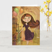 Lege Wenskaart van de Collage van het Meisje van Kaart (Gele Bloem)