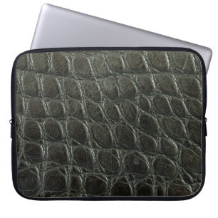 Lege zwarte alligator lederen textuur, dicht bij e laptop sleeve