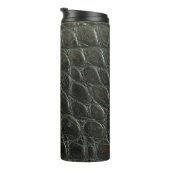 Lege zwarte alligator lederen textuur, dicht bij e thermosbeker (Geroteerd rechts)