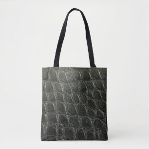 Lege zwarte alligator lederen textuur, dicht bij e tote bag