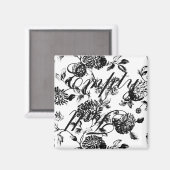 Lege, zwarte,  Floral Toile Dishwasmachine Magneet (Voorkant / Achterkant)