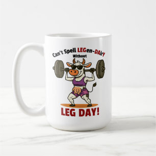Legen-Dairy Leg Day – Grappige Koe Squat Workout Koffiemok