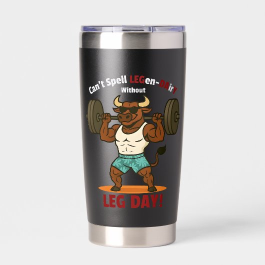 Legen-Dairy Leg Day – Grappige Stier Squat Workout Geïsoleerde Drinkbeker (Voorkant)
