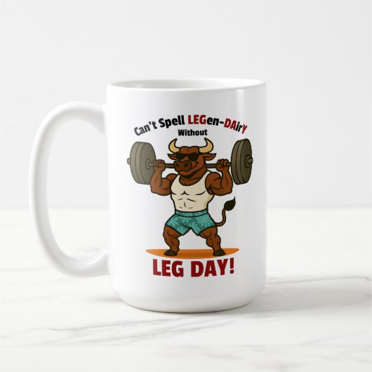 Legen-Dairy Leg Day – Grappige Stier Squat Workout Koffiemok (Links)