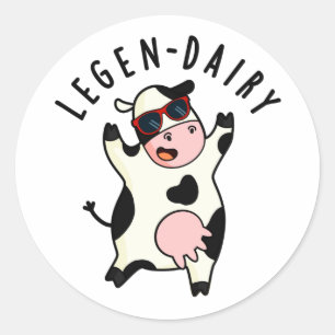 Legen-zuivelbedrijf Funny Koe Pun Ronde Sticker