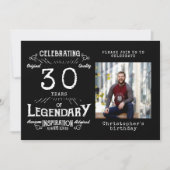Legend 30th Birthday Photo Black  Kaart (Voorkant)
