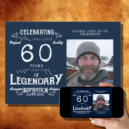 Legend 60th Birthday Foto Blue  Kaart