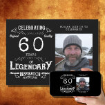 Legend 60th Birthday Photo Black  Kaart<br><div class="desc">De mijlpaal van je geliefde vieren met een speciale uitnodiging die de legendarische inspiratie van hun leven overbrengt. Onze Legendary 60th Birthday Photo Black Invitation biedt uw favoriete foto een tijdloos design dat de liefde en bewondering uitdrukt die altijd gevoeld wordt. Maak van dit een onvergeetelijke baard ter ere van...</div>