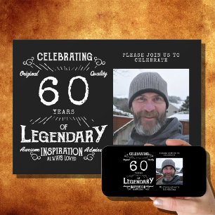 Legend 60th Birthday Photo Black Kaart