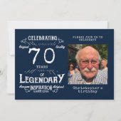 Legend 70th Birthday Foto Blue  Kaart (Voorkant)