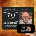 Legend 70th Birthday Foto zwart  Kaart<br><div class="desc">Viel de 70ste verjaardag van een legende met deze unieke zwarte en witte stijluitnodigingen. Ideaal voor het eren van een persoon die iets legendarisch heeft bereikt en het verdient te worden gevierd! Deze uitnodigingen van hoge kwaliteit zullen helpen om vrienden en familie bij elkaar te brengen om deze speciale gelegenheid...</div>