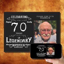 Legend 70th Birthday Foto zwart  Kaart
