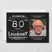 Legend 80th Birthday Photo Black Kaart (Voorkant)