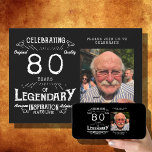 Legend 80th Birthday Photo Black  Kaart<br><div class="desc">Viel het leven van een buitengewoon individu met een unieke zwarte en witte , geïnspireerde verjaardagsuitnodiging. Laat een favoriete foto zien van het legendarische individu en hun levensverhaal met deze one-of-a-kind uitnodiging. Nodig familie en vrienden uit om deel te nemen aan de speciale viering en eer het leven van een...</div>