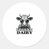 Legend Dairy Funny Farmer Cow Farmer Pun Graphic T Ronde Sticker (Voorkant)