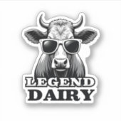Legend Dairy Funny Farmer Cow Farmer Pun Graphic T Sticker (Voorkant)