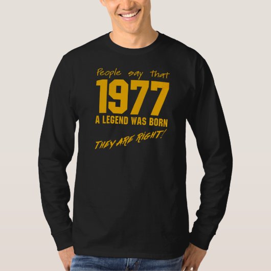 Legend Geboren in 1977 feestdag T-shirt (Voorkant)