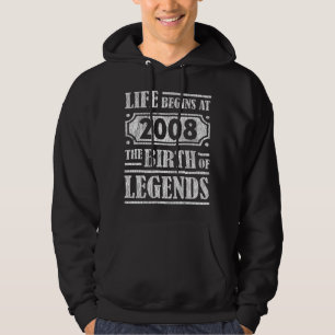 Legend Geboren in 2008 Retro Vintage Verjaardagsca Hoodie