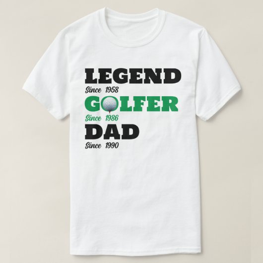 Legend Golfer Dad voor Golf - Custom Dates T-Shirt (Design voorkant)