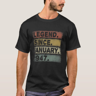 Legend January 1947 75Th Birthday Retro Mens 75 Ye T-shirt