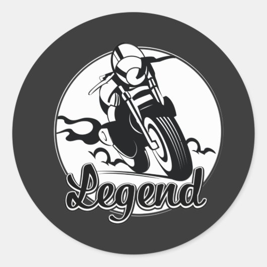 Legend Motorcycle T-Shirt Ronde Sticker (Voorkant)
