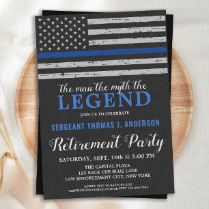 Legend Police Retirement Party Thin Blue Line Flag Kaart