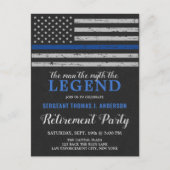 Legend Police Retirement Party Thin Blue Line Flag Uitnodiging Briefkaart (Voorkant)