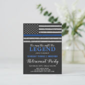 Legend Police Retirement Party Thin Blue Line Flag Uitnodiging Briefkaart (Staand voorkant)