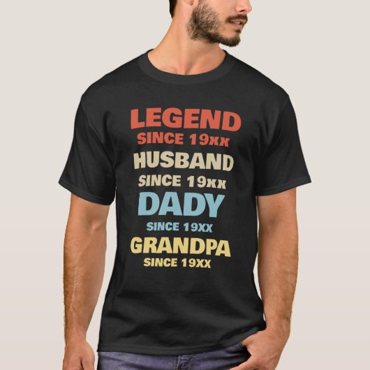 Legend Since 1965 Husband Daddy Grandpa T-Shirt (Voorkant)