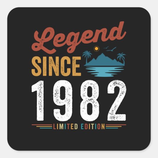 Legend Since 1982 Birthday Retro Vintage Vierkante Sticker (Voorkant)