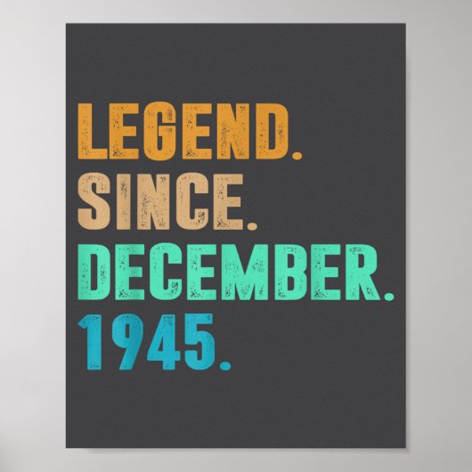Legend Since December 1945 Birth Of Birthday 1945  Poster (Voorkant)