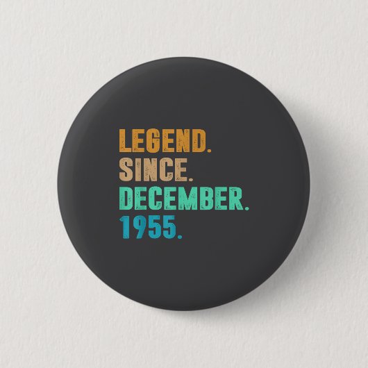 Legend Since December 1955 Birth Of Birthday 1955  Ronde Button 5,7 Cm (Voorkant)