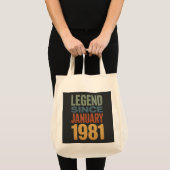 Legend Since January 1981 Retro Birthday Classic Tote Bag (Voorkant (product))