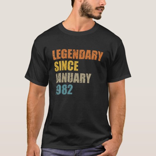 Legend Since January 1982 40 Years 40S 40. Birthda T-shirt (Voorkant)