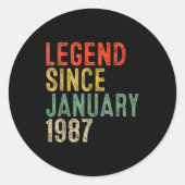Legend Since January 1987 &#; th Birthday &#; Yea Ronde Sticker (Voorkant)