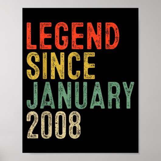 Legend Since January 2008 18th Birthday 18 Year Ol Poster (Voorkant)