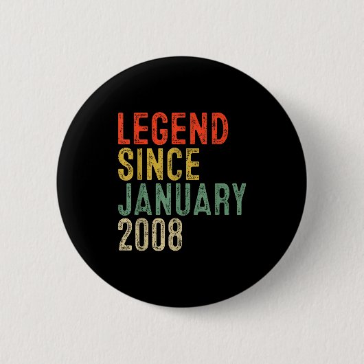 Legend Since January 2008 18th Birthday 18 Year Ol Ronde Button 5,7 Cm (Voorkant)