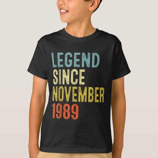 Legend Since November 1989 36th Birthday 36 Year O T-shirt (Voorkant)