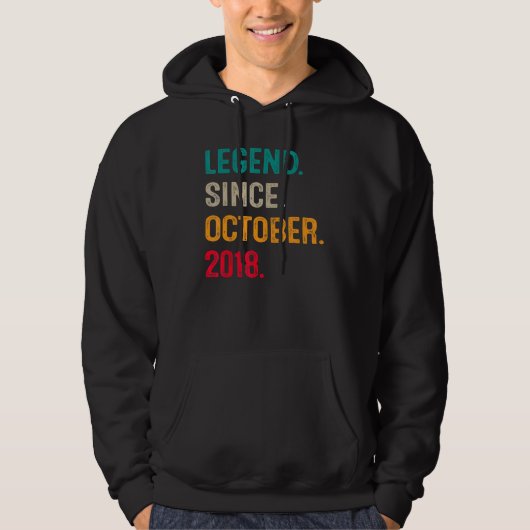 Legend Since October 2018 4th Birthday 4 Years Ol Hoodie (Voorkant)