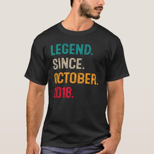 Legend Since October 2018 4th Birthday  4 Years Ol T-shirt (Voorkant)