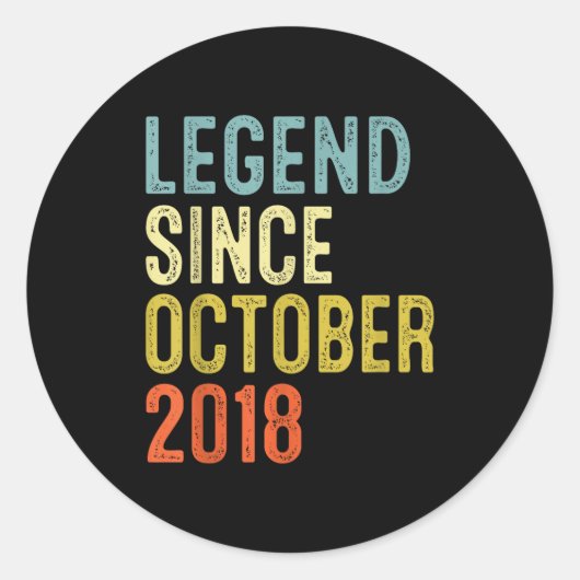 Legend Since October 2018 7th Birthday 7 Year Old Ronde Sticker (Voorkant)